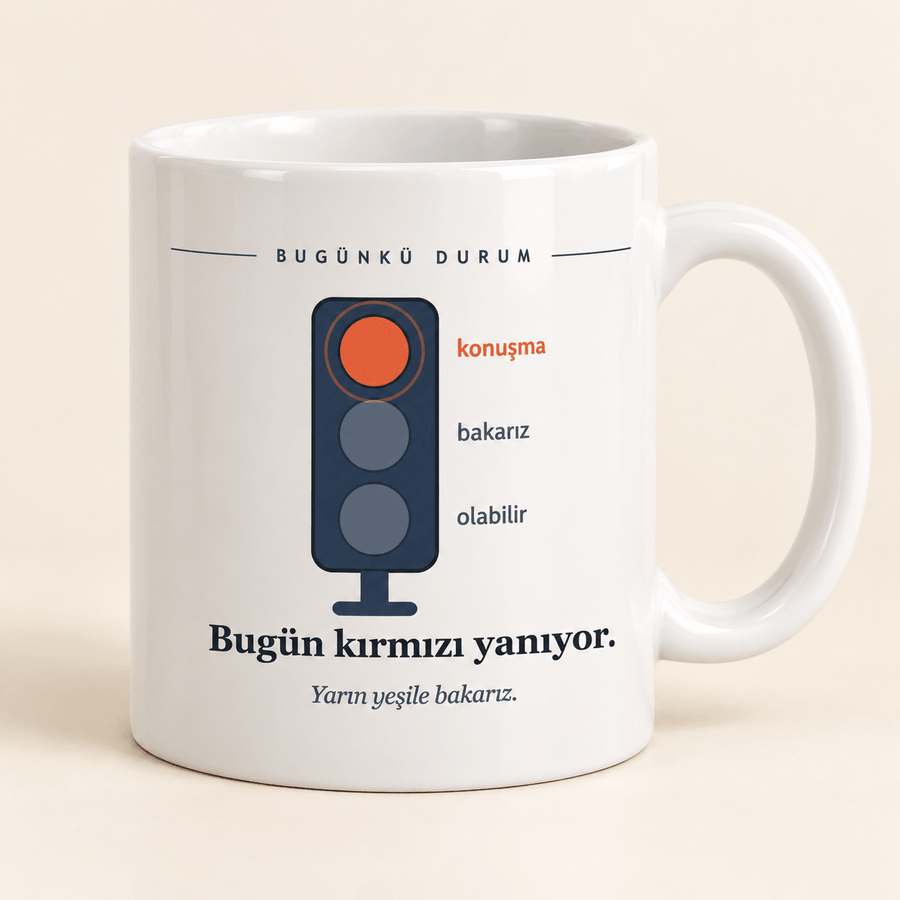 "Bugün Kırmızı Yanıyor" Esprili Kupa - Hediye Kutusu