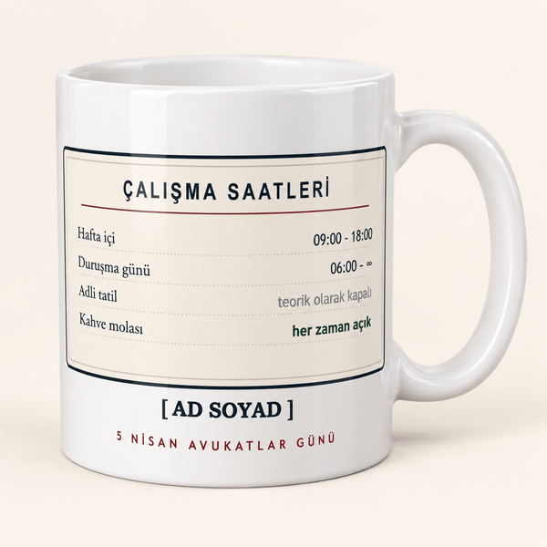 Çalışma Saatleri İsimli Avukat Kupası - Hediye Kutusu