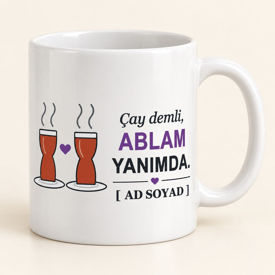 Çay Demli, Ablam Yanımda - İsimli Abla Kupası - Hediye Kutusu