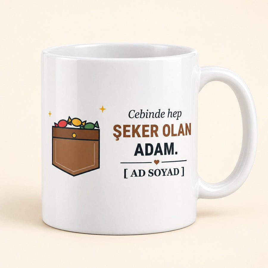 Cebinde Hep Şeker - İsimli Dede Kupası - Hediye Kutusu