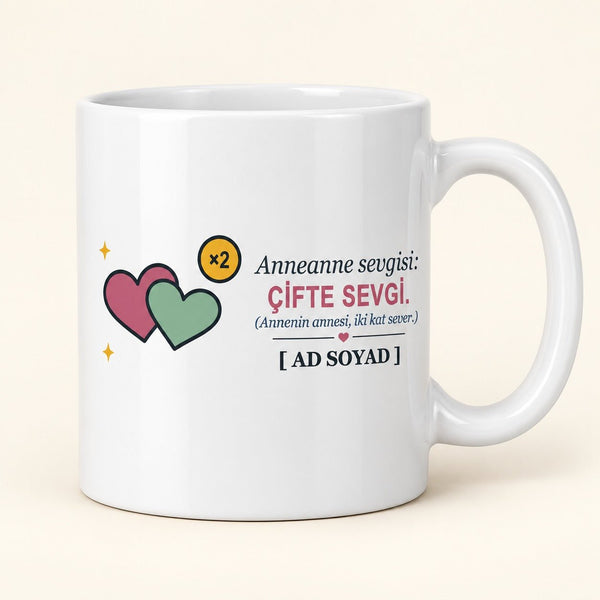 Çifte Sevgi - İsimli Anneanne Kupası - Hediye Kutusu