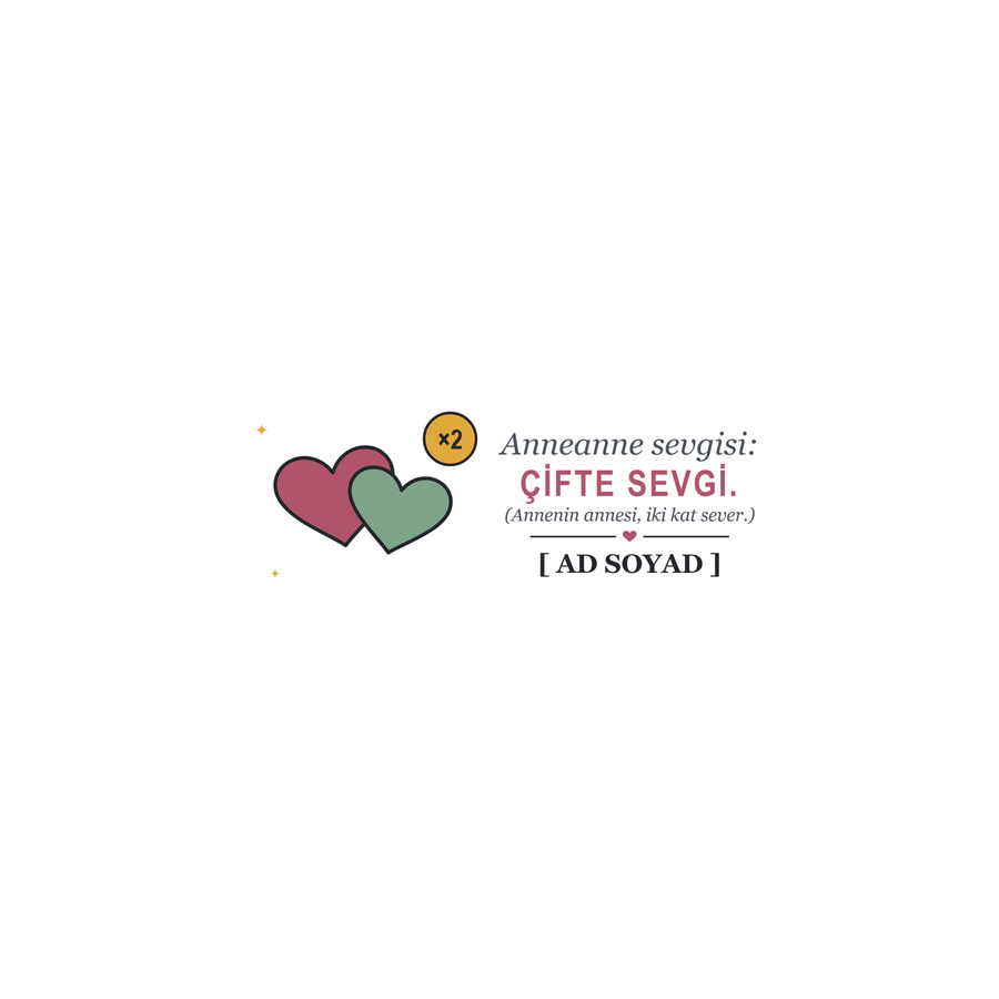 Çifte Sevgi - İsimli Anneanne Kupası - Hediye Kutusu