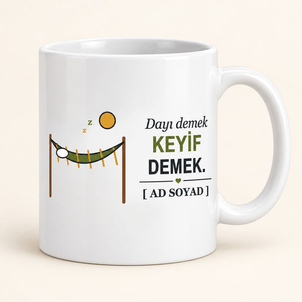 Dayı Demek Keyif Demek - İsimli Dayı Kupası - Hediye Kutusu