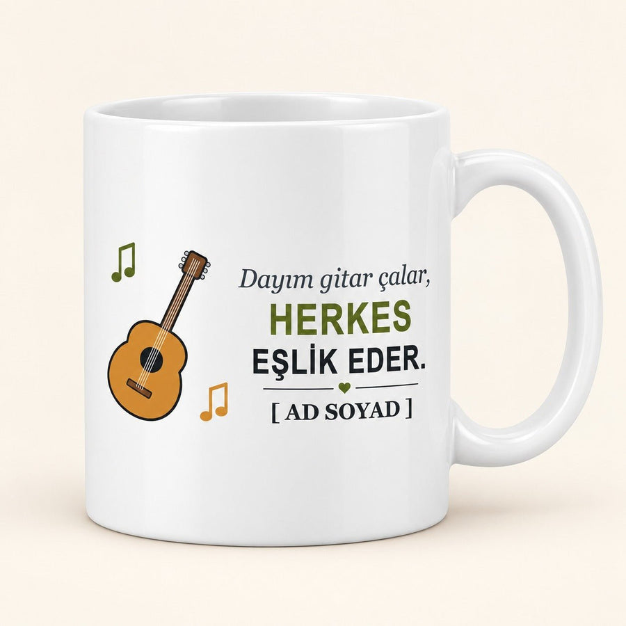 Dayım Gitar Çalar - İsimli Dayı Kupası - Hediye Kutusu