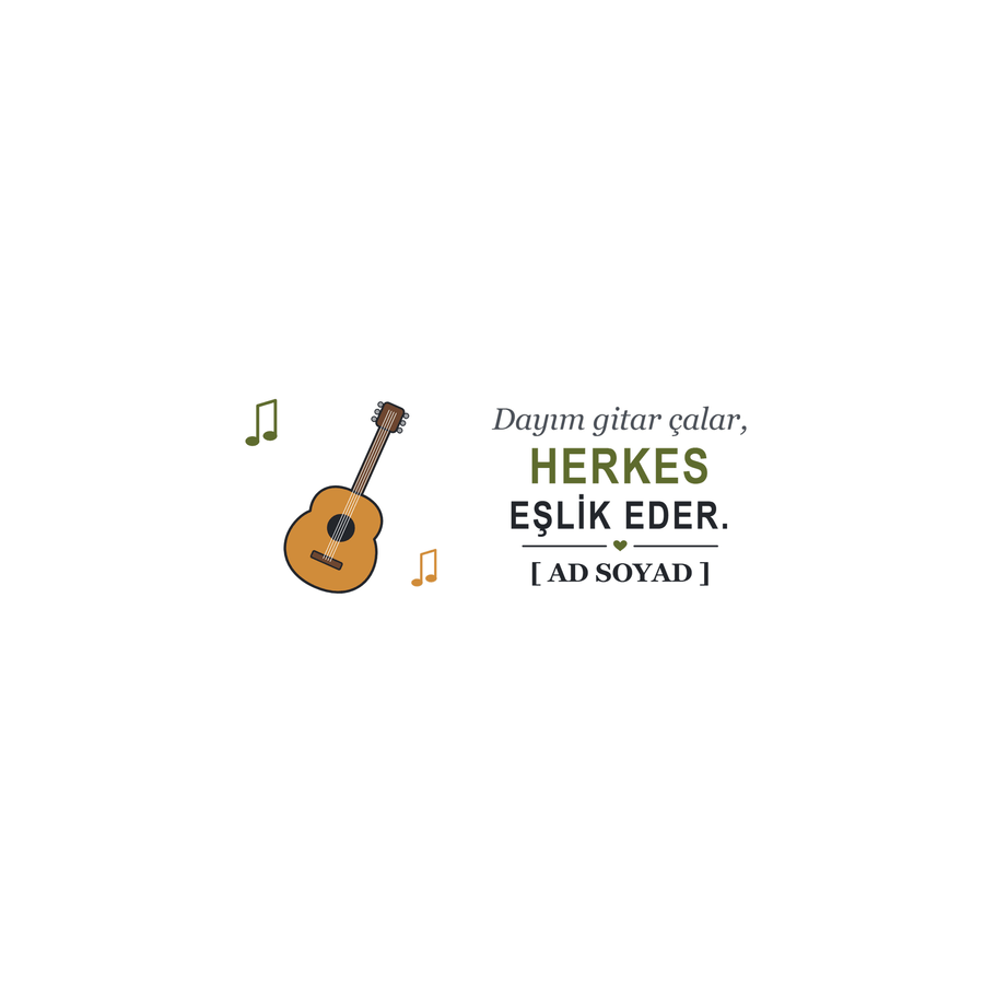 Dayım Gitar Çalar - İsimli Dayı Kupası - Hediye Kutusu
