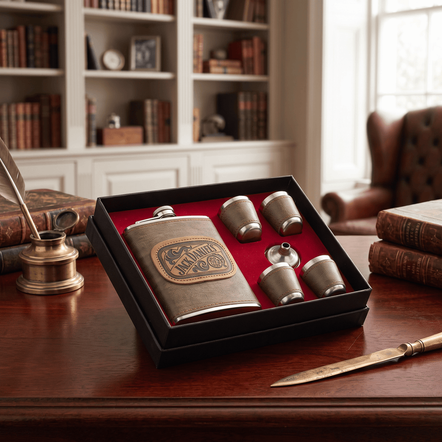 Derili Jack Daniel’s 4 Bardaklı Matara Seti - Hediye Kutusu