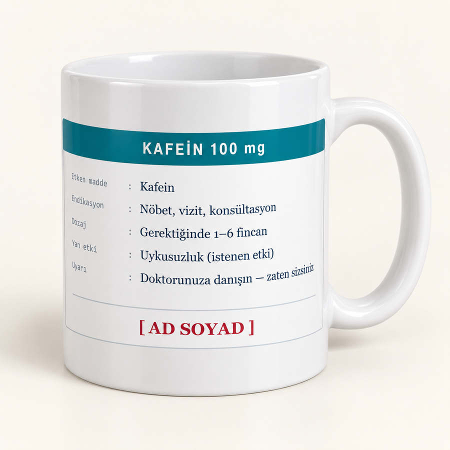 Kafein prospektüsü tasarımlı isimli doktorlar günü kupası
