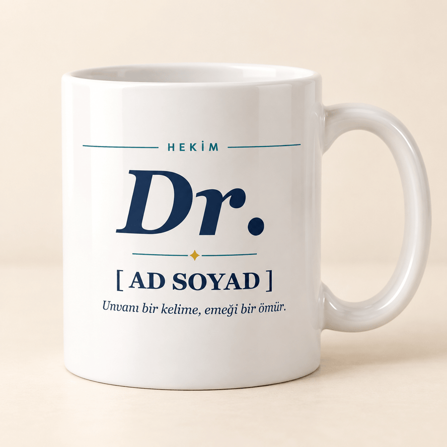 Dr. Monogramlı İsimli Doktor Kupası - Hediye Kutusu