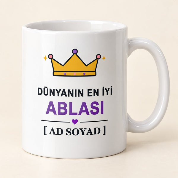 Dünyanın En İyi Ablası - İsimli Abla Kupası - Hediye Kutusu