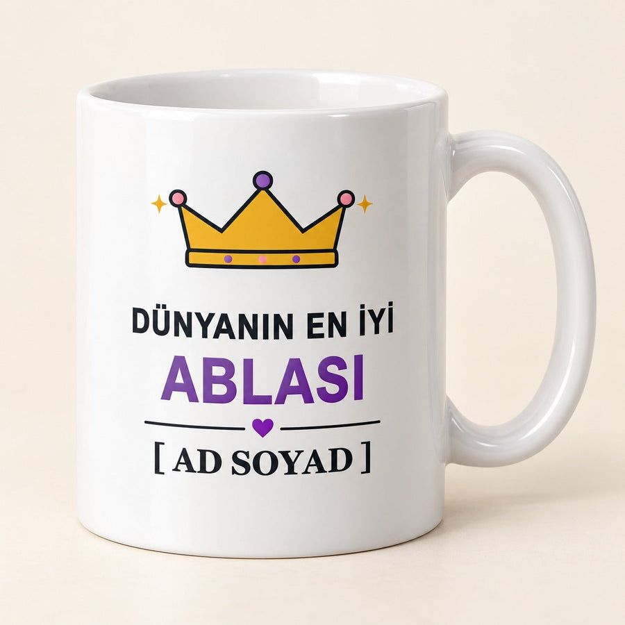 Dünyanın En İyi Ablası - İsimli Abla Kupası - Hediye Kutusu
