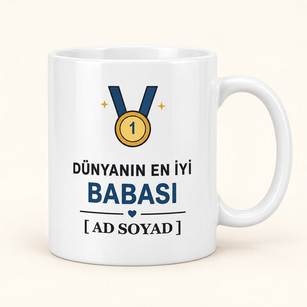 Dünyanın En İyi Babası - İsimli Baba Kupası - Hediye Kutusu