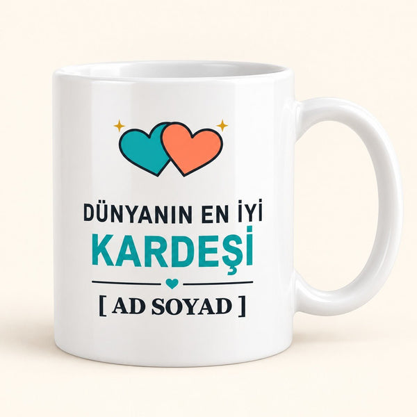 Dünyanın En İyi Kardeşi - İsimli Kardeş Kupası - Hediye Kutusu