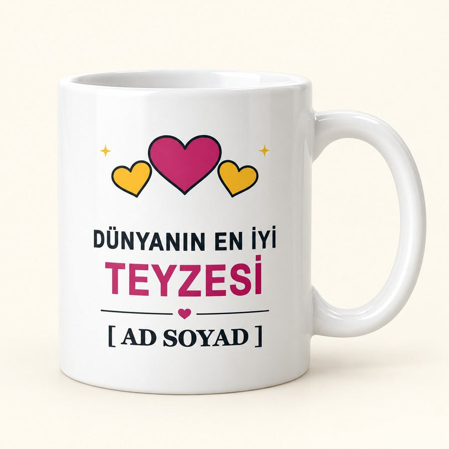 Dünyanın En İyi Teyzesi - İsimli Teyze Kupası - Hediye Kutusu