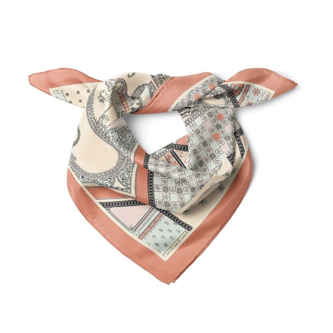 Etro Etnik Desen Motifli Somon Fular Bandana - Hediye Kutusu