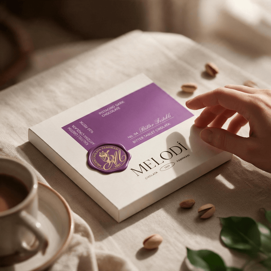 Fıstık Parçacıklı Bitter Çikolata Tablet 60g - Hediye Kutusu
