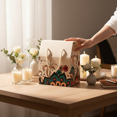 Floral Cream Çiçek Desenli Hediye Kutusu - Hediye Kutusu