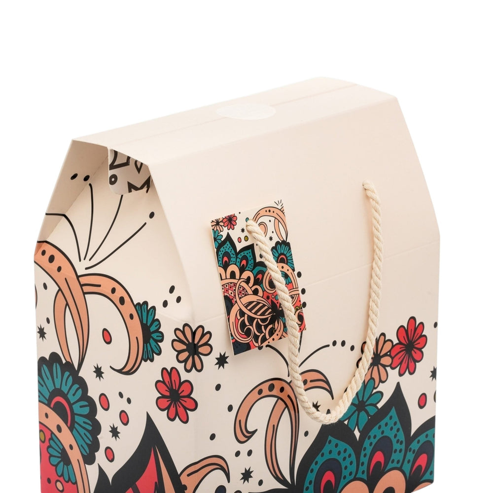 Floral Cream Çiçek Desenli Hediye Kutusu - Hediye Kutusu