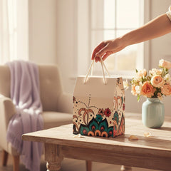 Floral Cream Çiçek Desenli Hediye Kutusu - Hediye Kutusu