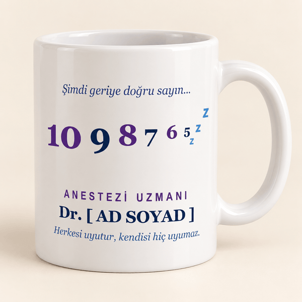 Geriye Sayımlı İsimli Anestezi Uzmanı Kupası - Hediye Kutusu
