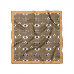 Göz Desenli Haki - Bej Bandana - Hediye Kutusu