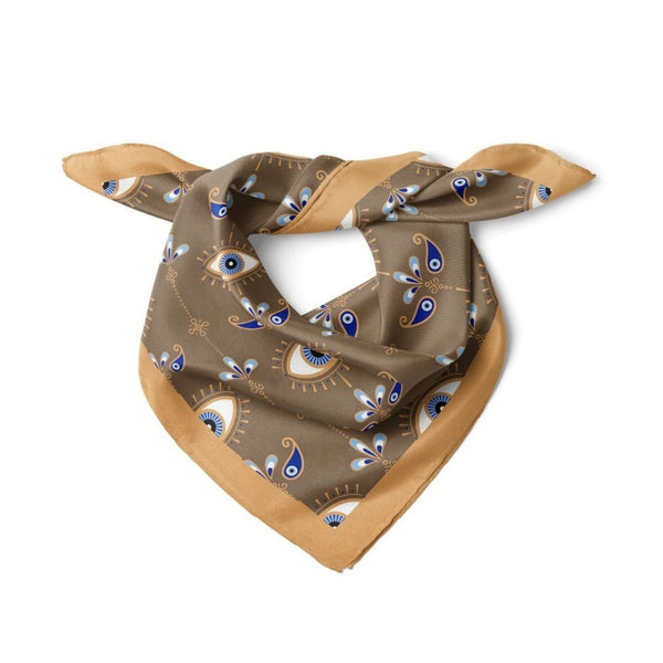 Göz Desenli Haki - Bej Bandana - Hediye Kutusu