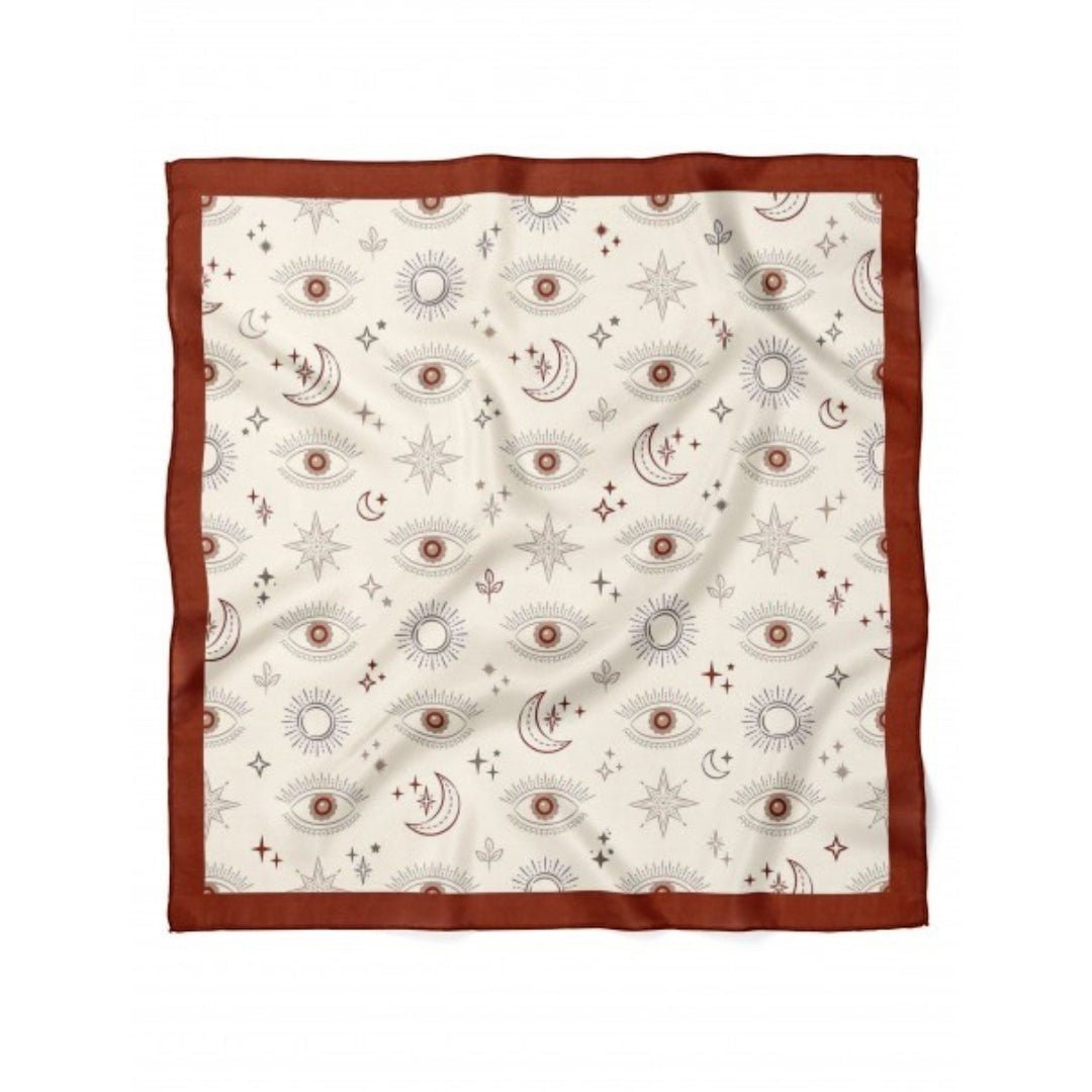 Göz Desenli Kahverengi Bandana - Hediye Kutusu