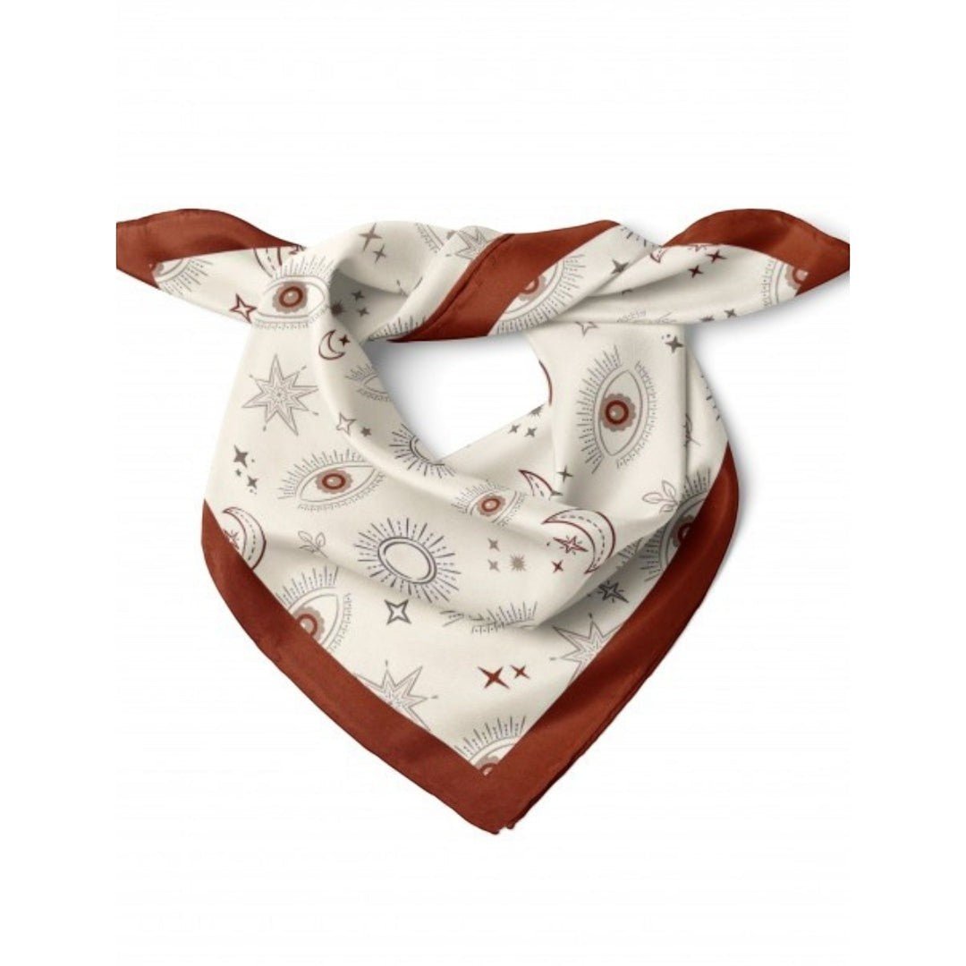 Göz Desenli Kahverengi Bandana - Hediye Kutusu