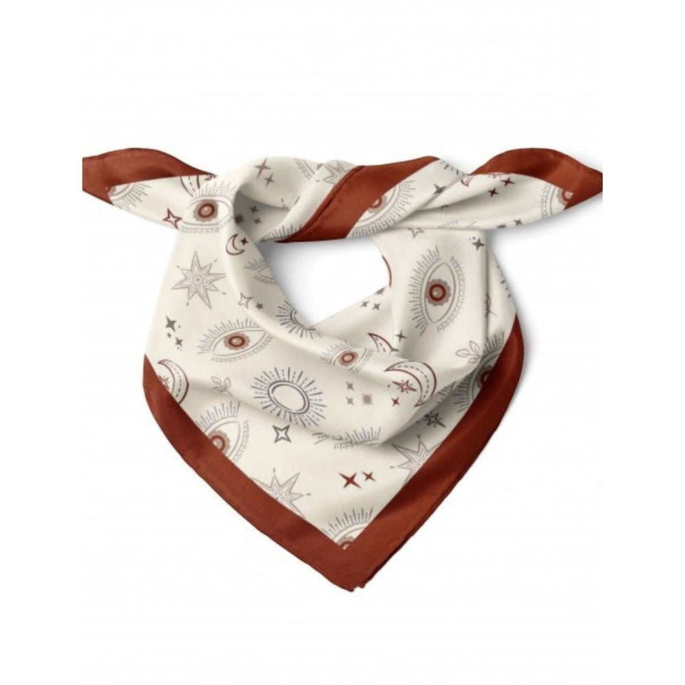 Göz Desenli Kahverengi Bandana - Hediye Kutusu