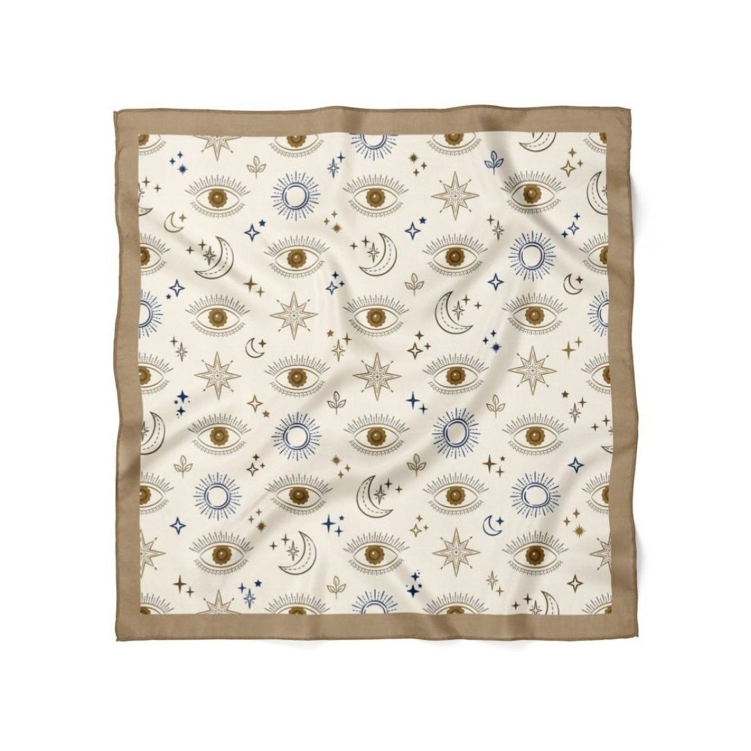 Göz Desenli Krem Bandana - Hediye Kutusu