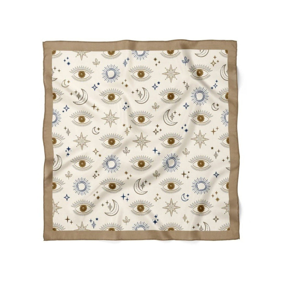 Göz Desenli Krem Bandana - Hediye Kutusu