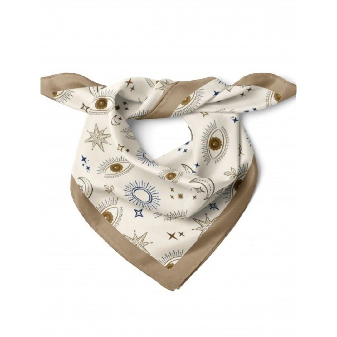 Göz Desenli Krem Bandana - Hediye Kutusu
