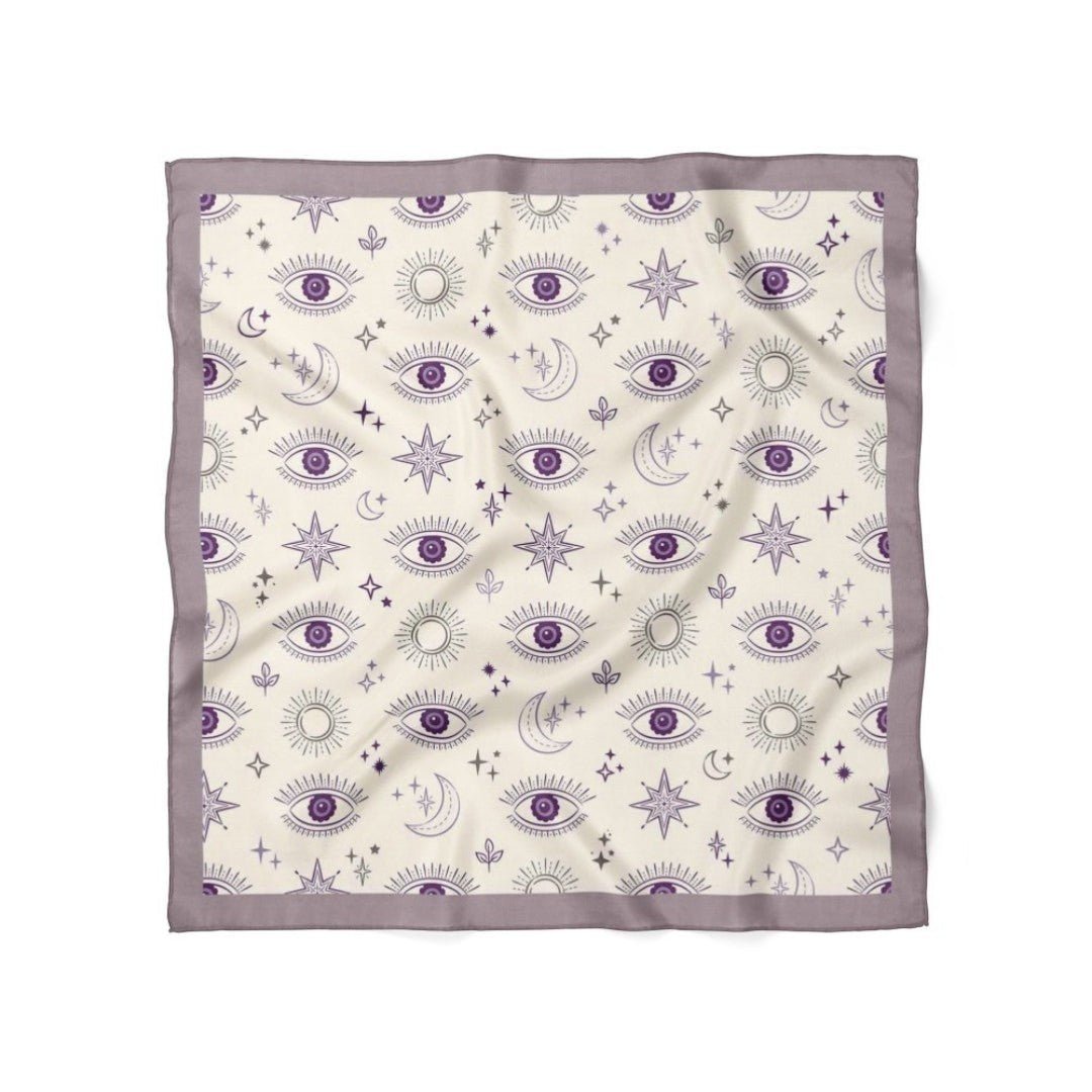 Göz Desenli Lila Bandana - Hediye Kutusu