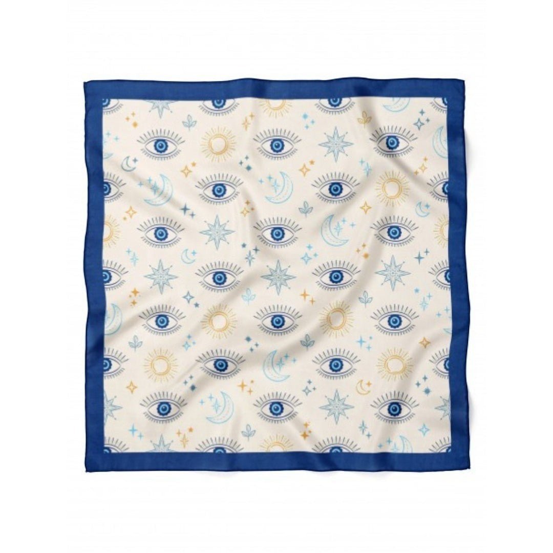 Göz Desenli Mavi Bandana - Hediye Kutusu