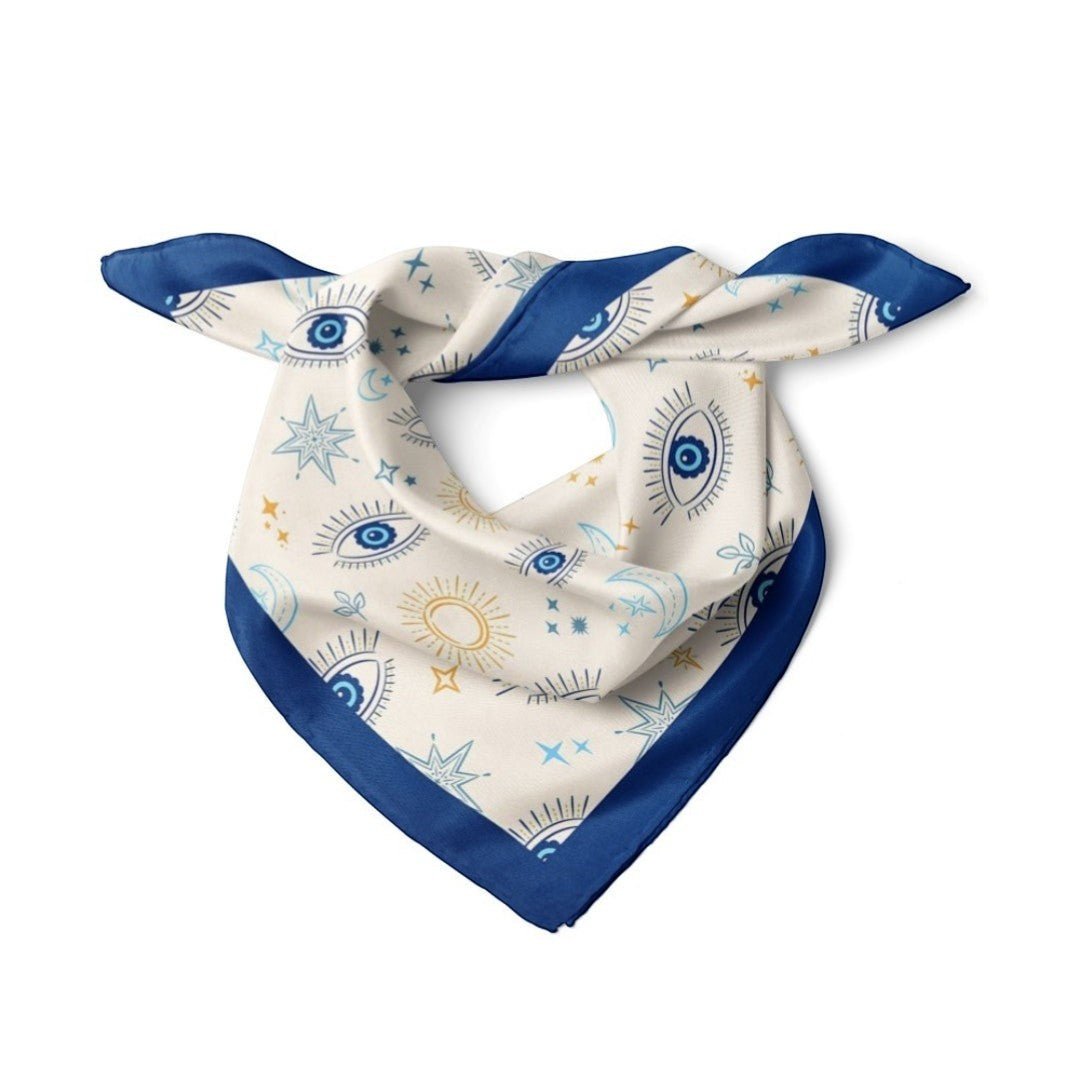 Göz Desenli Mavi Bandana - Hediye Kutusu