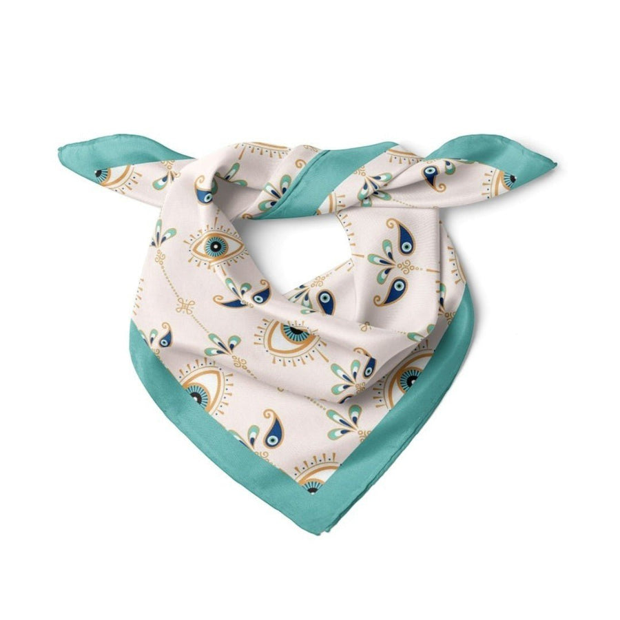 Göz Desenli Turkuaz Bandana - Hediye Kutusu