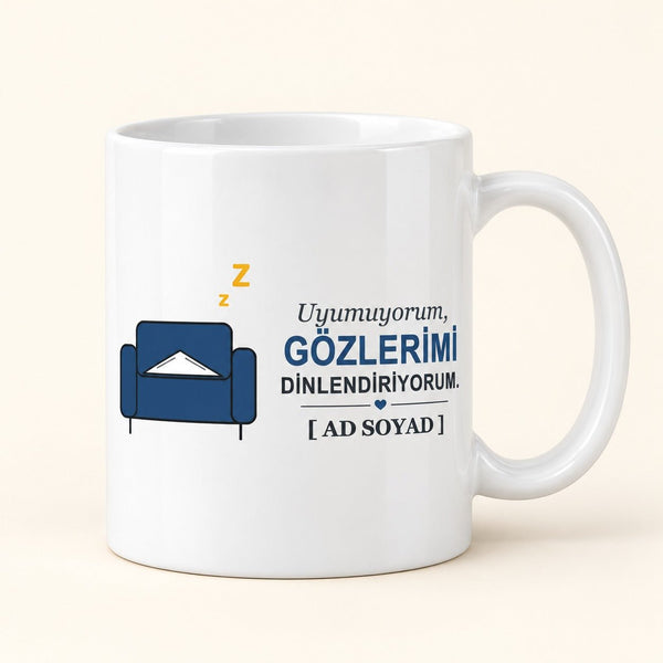 Gözlerimi Dinlendiriyorum - İsimli Baba Kupası - Hediye Kutusu