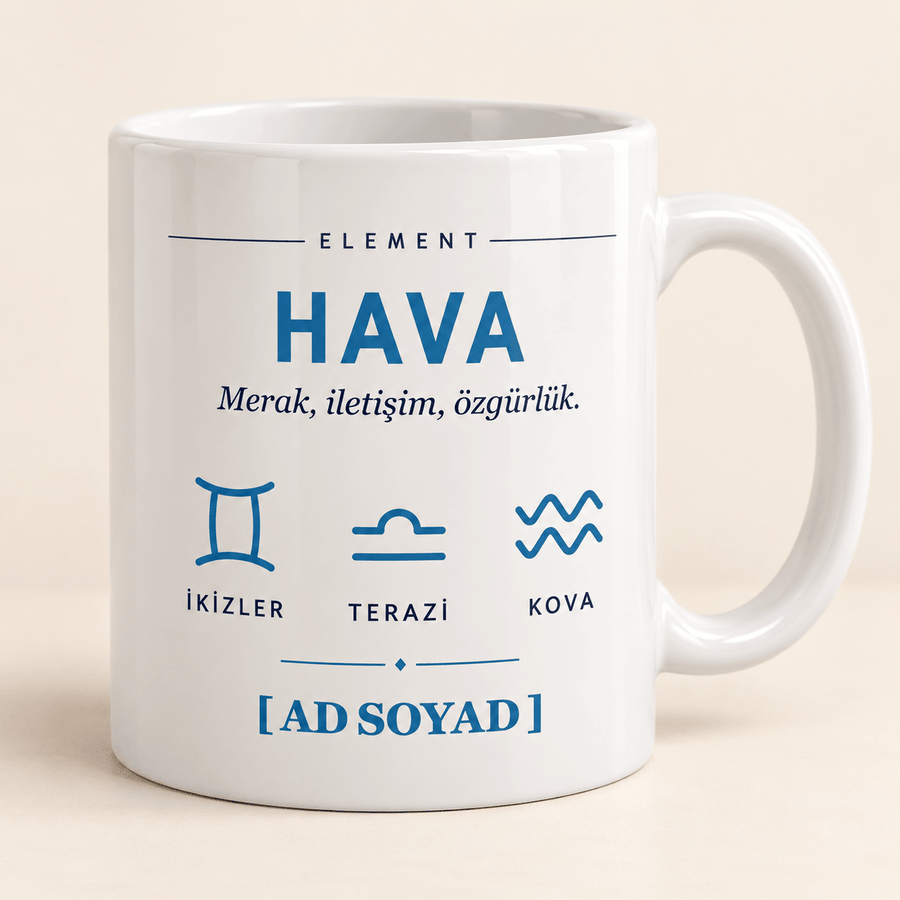 Hava Elementi İsimli Kupa - Hediye Kutusu