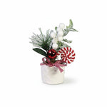 Kırmızı Beyaz Seramik Saksıda Karlı Berry Masa Süsü