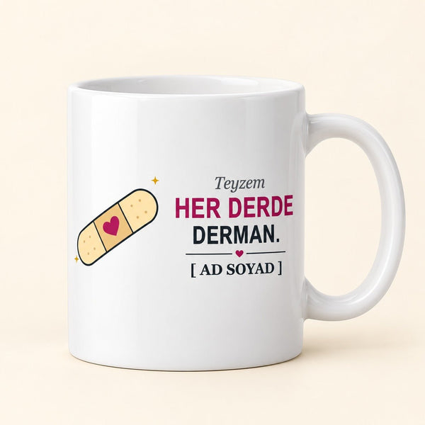 Her Derde Derman - İsimli Teyze Kupası - Hediye Kutusu