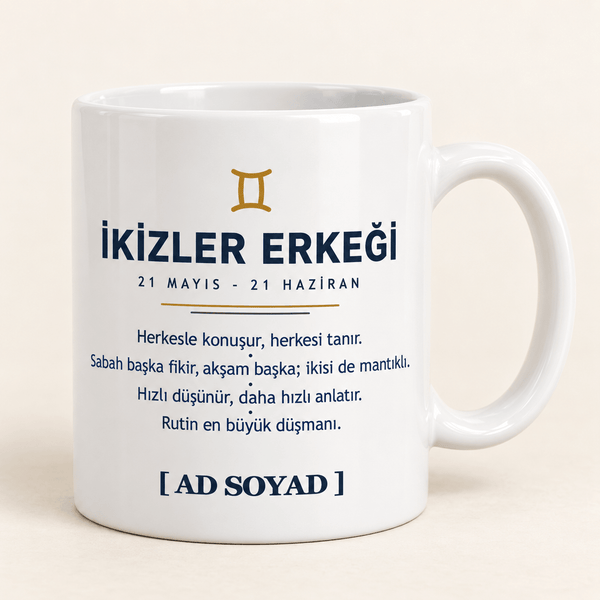 İkizler Erkeği İsimli Kupa - Hediye Kutusu