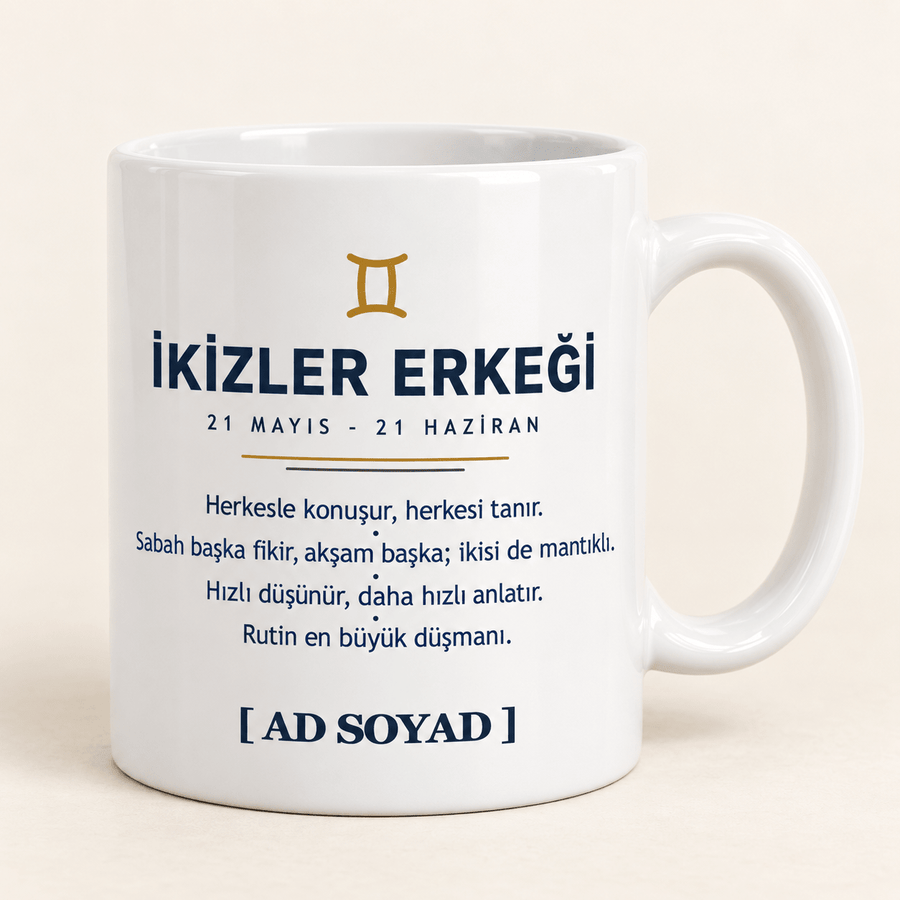 İkizler Erkeği İsimli Kupa - Hediye Kutusu