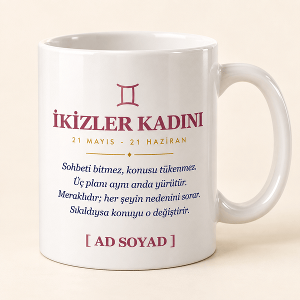 İkizler Kadını İsimli Kupa - Hediye Kutusu