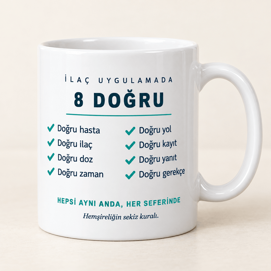 İlaç Uygulamada 8 Doğru Kurallı Hemşire Kupası - Hediye Kutusu