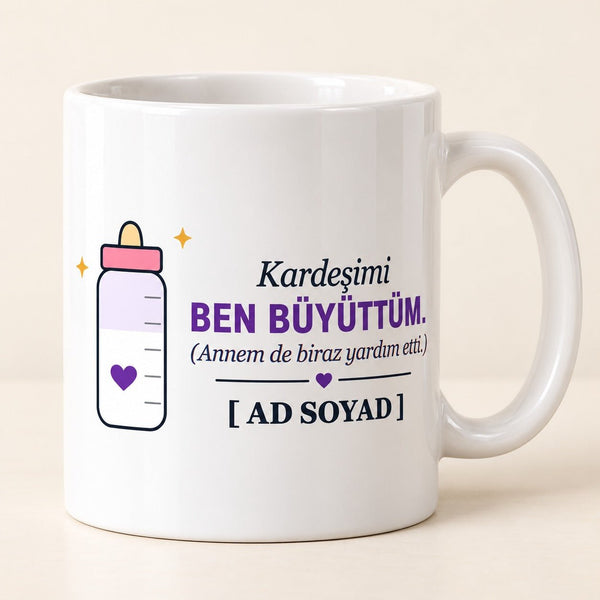 Kardeşimi Ben Büyüttüm - İsimli Abla Kupası - Hediye Kutusu