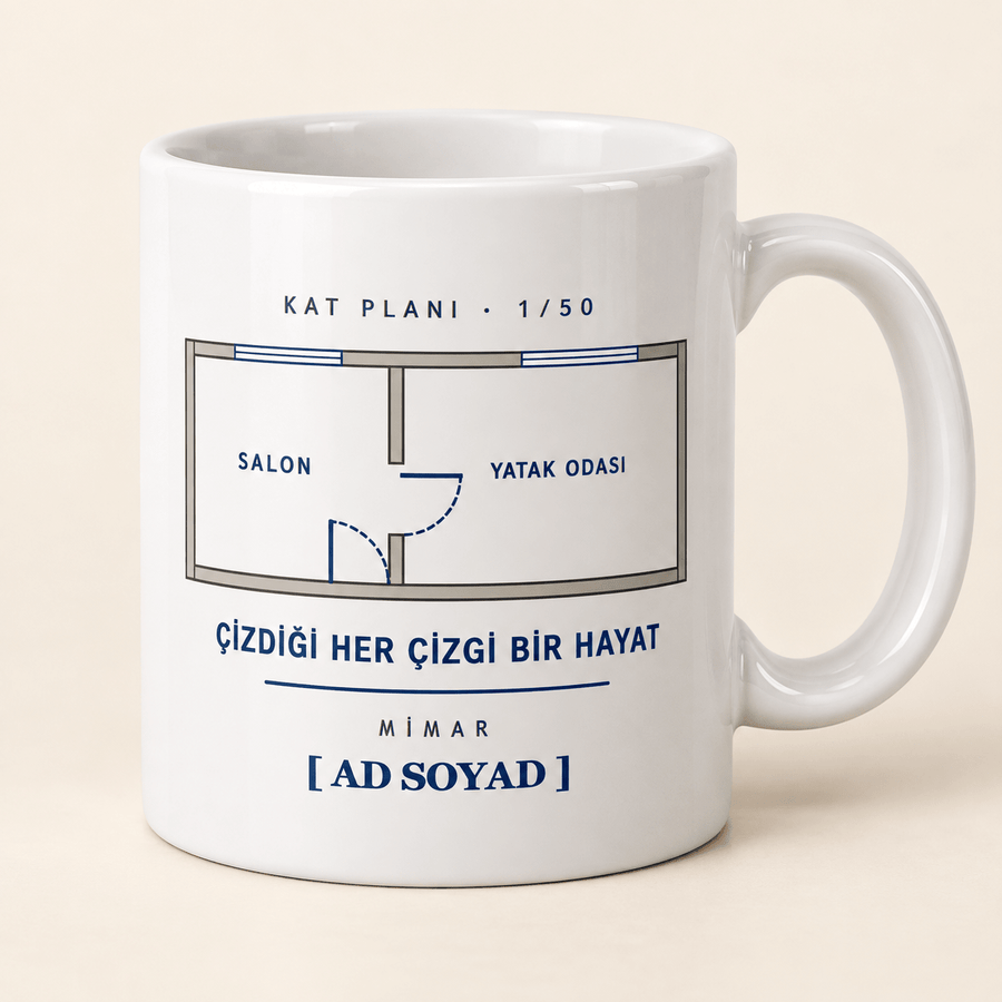 Kat Planlı İsimli Mimar Kupası - Hediye Kutusu
