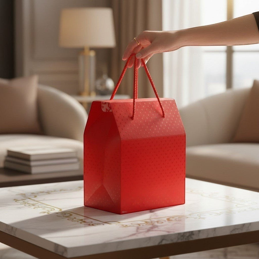Kırmızı Desenli Premium Hediye Kutusu - Hediye Kutusu