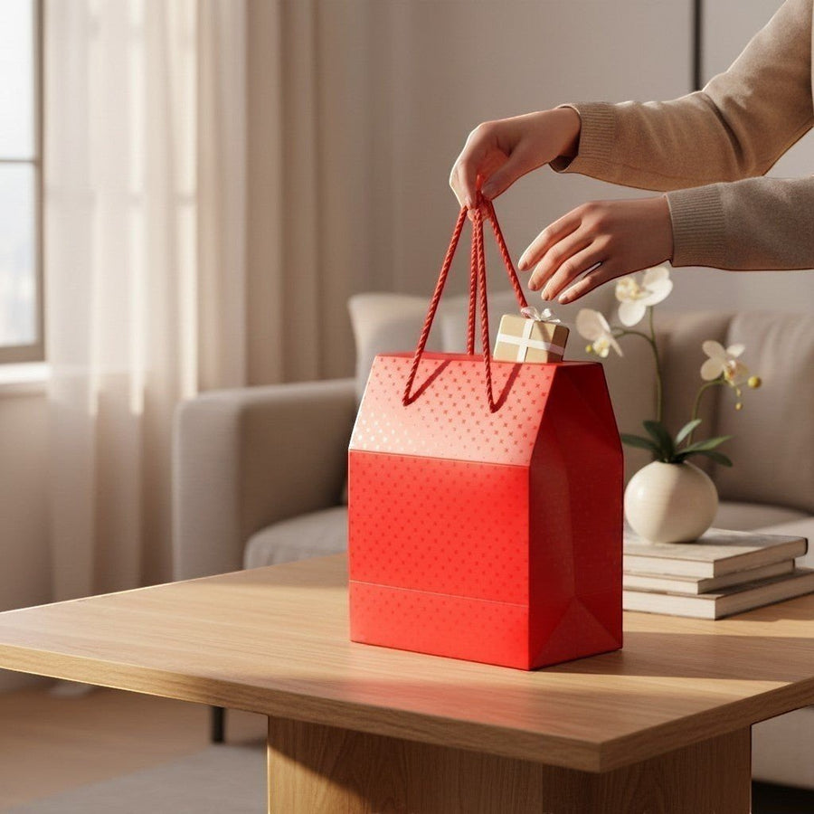 Kırmızı Desenli Premium Hediye Kutusu - Hediye Kutusu
