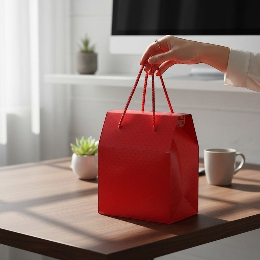 Kırmızı Desenli Premium Hediye Kutusu - Hediye Kutusu