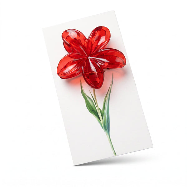 Kırmızı Lotus Toka 8 cm - Hediye Kutusu