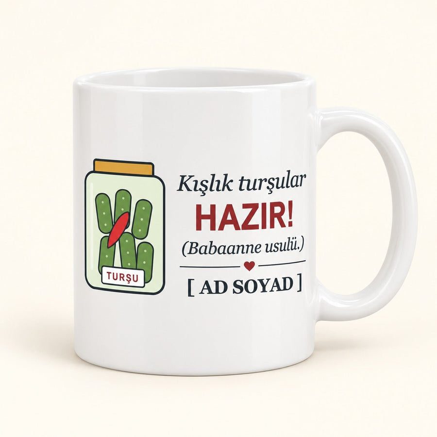 Kışlık Turşular Hazır - İsimli Babaanne Kupası - Hediye Kutusu